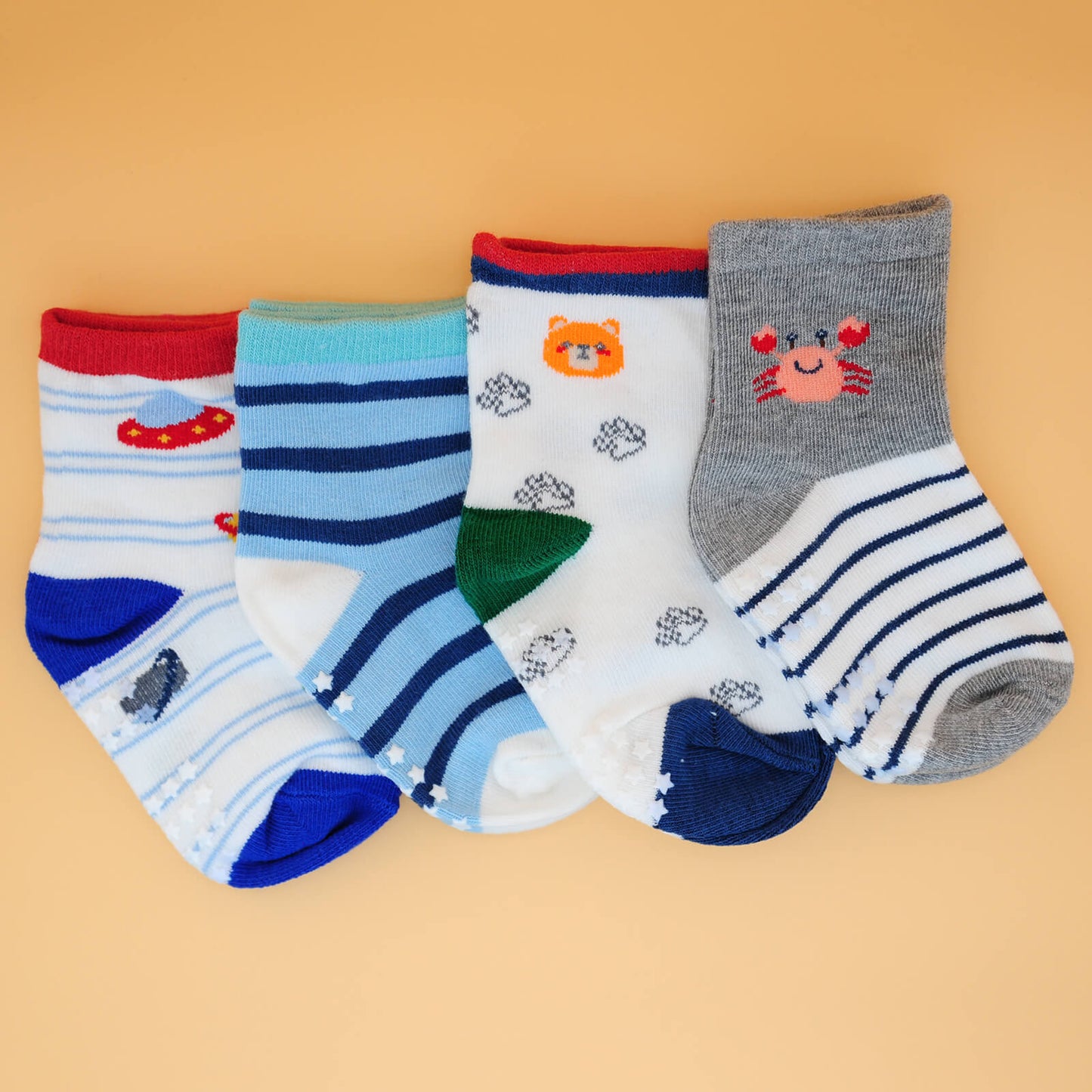 4 Paar anti-rutsch Flitzer-Socken