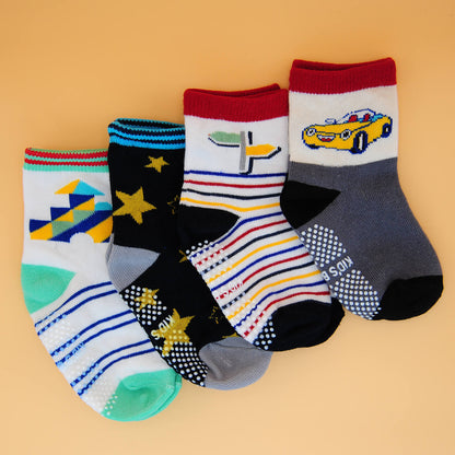 4 Paar anti-rutsch Flitzer-Socken
