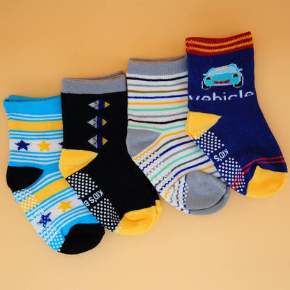4 Paar anti-rutsch Flitzer-Socken