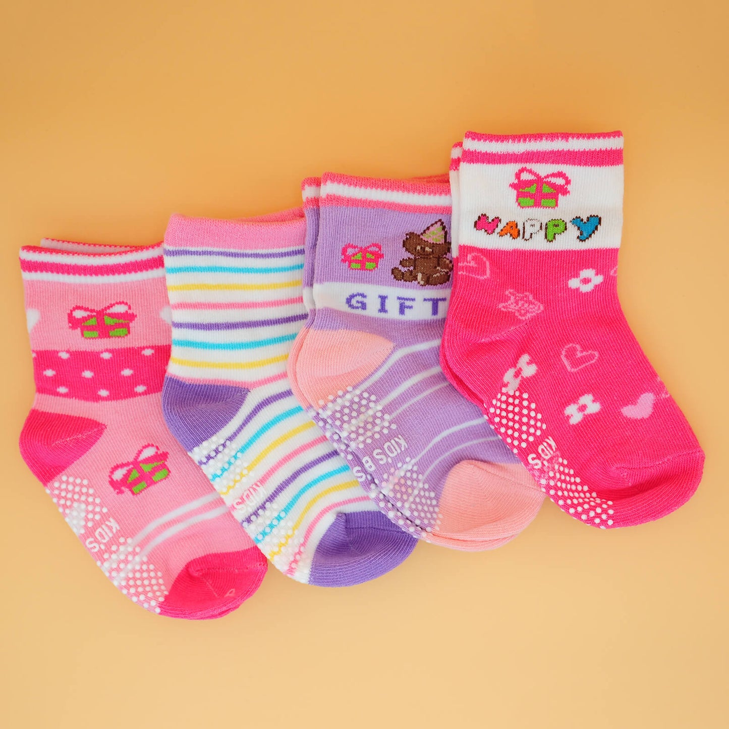 4 Paar anti-rutsch Flitzer-Socken