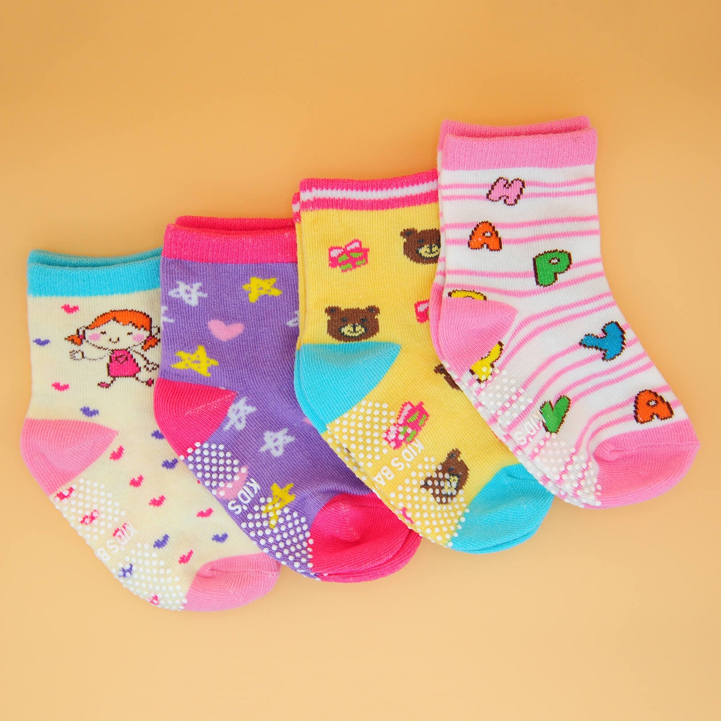 4 Paar anti-rutsch Flitzer-Socken