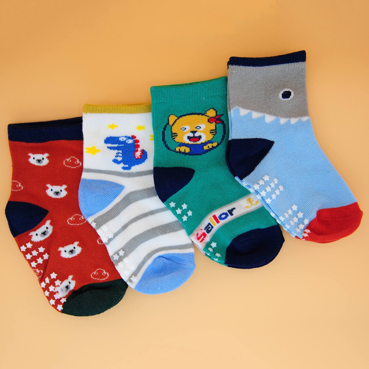 4 Paar anti-rutsch Flitzer-Socken