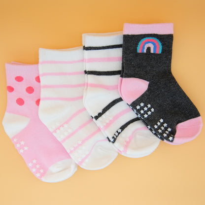 4 Paar anti-rutsch Flitzer-Socken