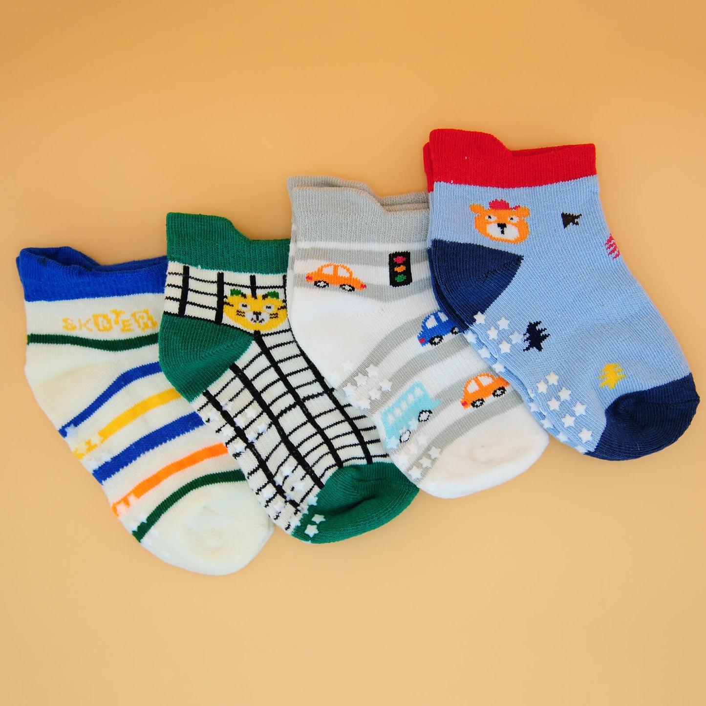 4 Paar anti-rutsch Flitzer-Socken