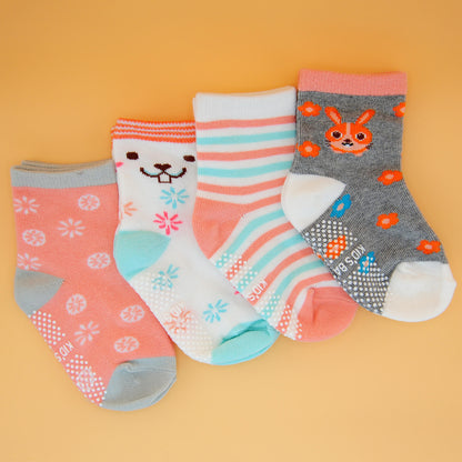4 Paar anti-rutsch Flitzer-Socken